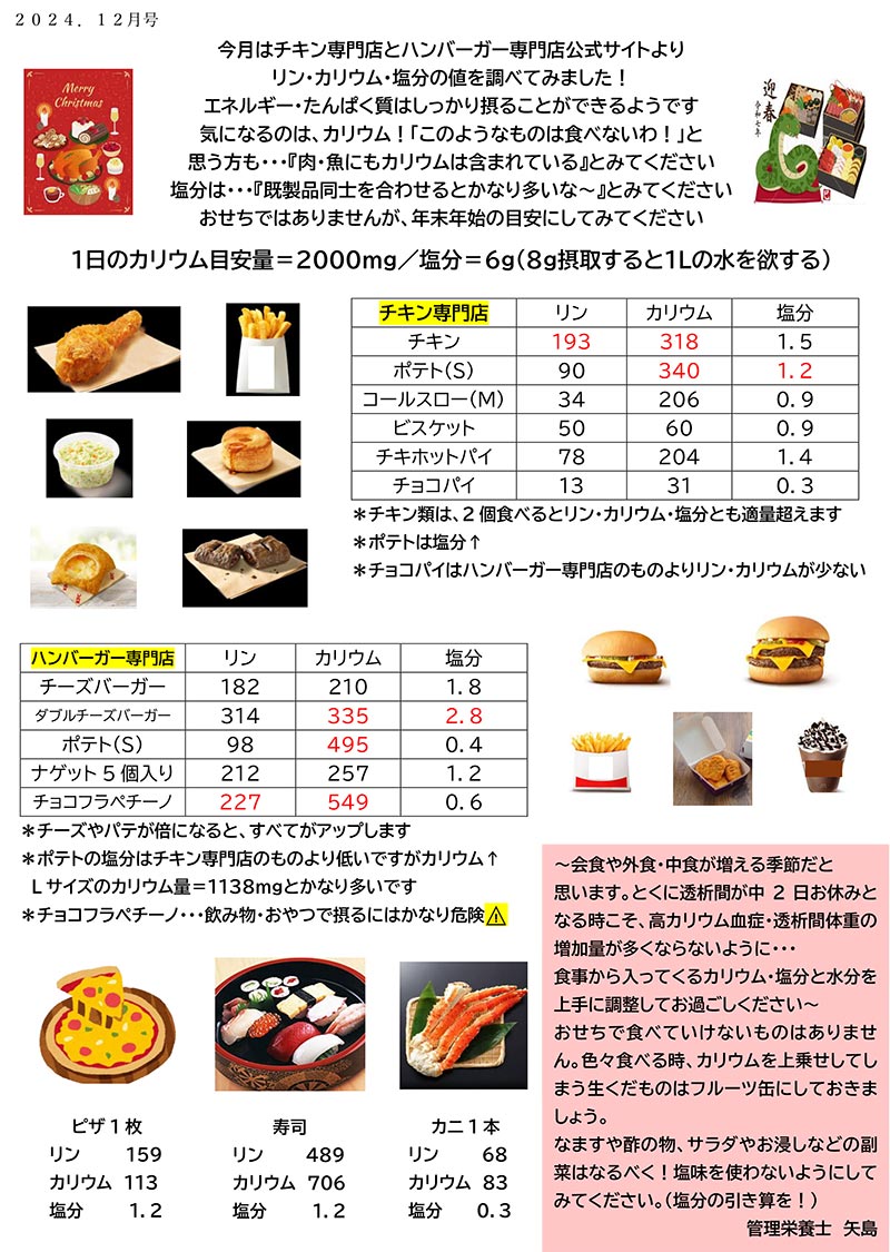 12月栄養指導実施しました。
